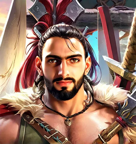 poseidon god face,barbarian,dane axe,greek god,poseidon,cg artwork,perseus,male character,fantasy warrior,zeus,fantasy portrait,ortahisar,thracian,male elf,conquistador,wind warrior,gladiator,gabriel,hercules,davul