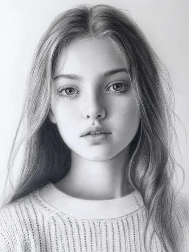 girl drawing,girl portrait,digital painting,pencil drawing,charcoal pencil,graphite,Illustration,Black and White,Black and White 35