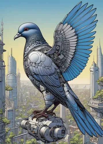 city pigeon,city pigeons,bluejay,perico,stadium falcon,belostomatidae,fantail pigeon,bird perspective,blue bird,plumed-pigeon,bird pigeon,bird illustration,pigeon scabiosis,blue buzzard,magpie,hawk - bird,bird kingdom,sci fiction illustration,peregrine falcon,field pigeon,Illustration,Black and White,Black and White 06