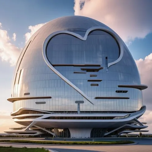 A building with a very futuristic shape that has never been seen before. Beautiful and dazzling to the eye Similar to the space shuttle of the future,futuristic art museum,futuristic architecture,sing