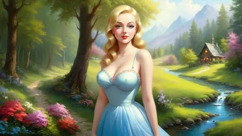 elsa,fantasy picture,girl in a long dress,spring background,springtime background,forest background,rosalina,galadriel,fairy tale character,the blonde in the river,landscape background,cinderella,eilonwy,fantasy art,dorthy,fairy forest,celtic woman,world digital painting,fairy queen,fantasy portrait