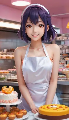 pizza supplier,sonoda love live,ako,pastry shop,plum cake,bakery,hot pie,hinata,cake shop,blueberry pie,pizza service,sufganiyah,woman holding pie,queen of puddings,melonpan,takoyaki,umai,malasada,chef,order pizza,Illustration,Japanese style,Japanese Style 04