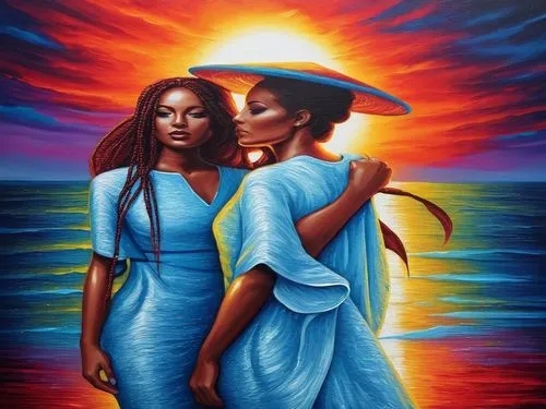 orishas,african art,beautiful african american women,oil painting on canvas,liberians,african culture,priestesses,umoja,afro american girls,oshun,black couple,africana,matriarchs,womanist,benin,ledisi,nubian,africanism,sankofa,musonge,Illustration,Realistic Fantasy,Realistic Fantasy 25