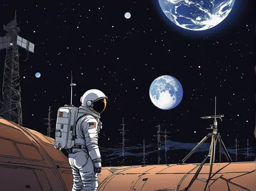 Ground control to Major Tom: Write a poem capturing the loneliness and isolation of being in space.,earth rise,lunar landscape,sci fiction illustration,space art,mission to mars,spacesuit,astronautics