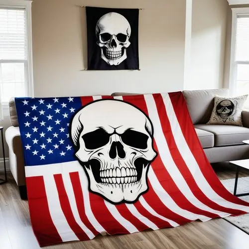 the flag has an image of a skull on it,americaone,ameriyah,patriotism,merican,allmerica,united states of america