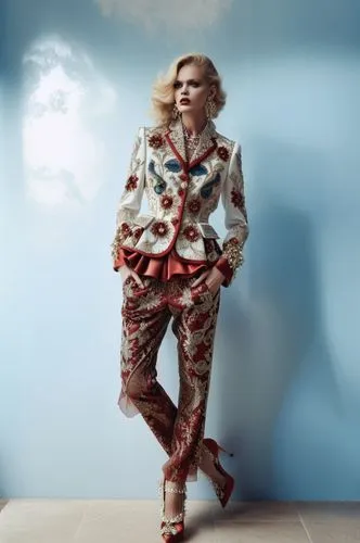 Fashion show ,a woman with long blonde hair wearing a colorful suit,kimono,marni,goldfrapp,rykiel,dvf,vinoodh,Photography,General,Realistic