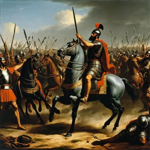 Hannibal barca and sipio emilianus in battle, full body,agincourt,uccello,batalla,hussite,cavalcades,hussites,burgundians,cataphract,bajirao,conquistadores,hussards,tercio,cavalrymen,cuirassiers,condo