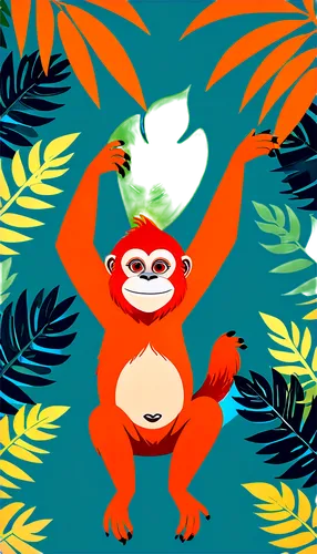 orangutan,tropical animals,coconut jam,rainforest,monkey banana,palm oil,primate,jungle,king coconut,artocarpus,monkey,madagascar,bongo,primates,tropics,cartoon palm,coconut,forest animal,gorilla,uakari,Illustration,Vector,Vector 18