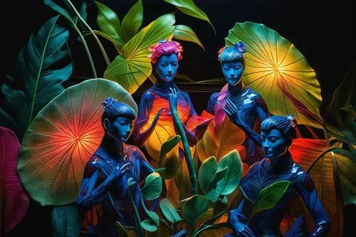 neon body painting,png sculpture,bird-of-paradise,canna family,garden statues,neon ghosts,bodypainting,bodypaint,body painting,uv,blue macaws,figurines,bird of paradise,cirque du soleil,splendens,gard