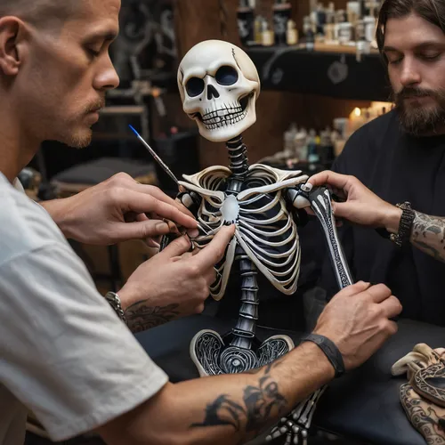 tattoo artist,craftsmen,metalsmith,watchmaker,tattoo expo,vintage skeleton,grave jewelry,vanitas,prosthetics,skulls and,model making,body jewelry,artisan,jewelry manufacturing,metalworking,shop fittings,jewelry making,body piercing,jewelry store,skull bones,Photography,General,Natural