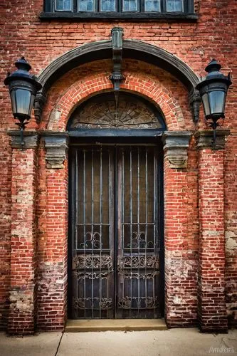 front gate,church door,old brick building,old door,entrances,doorways,front door,iron gate,iron door,main door,portal,doors,gate,wood gate,entranceway,doorway,vestibules,entrada,the door,red brick,Illustration,Retro,Retro 09