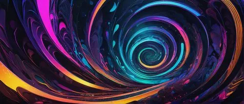 Art generator, AI-generated art, abstract vibrant colors, digital painting, futuristic neon lights, swirling shapes, psychedelic patterns, 3D-like effects, surreal atmosphere, dreamlike scenery, misty