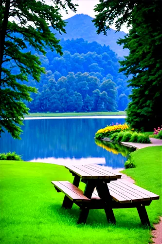 background view nature,picnic table,lake view,outdoor table,wooden bench,beautiful lake,park lake,landscape background,outdoor bench,lake tanuki,antorno lake,mountain lake,japan landscape,landscape nature,mountainlake,the lake,park bench,garden bench,daecheong lake,tranquility,Illustration,American Style,American Style 02