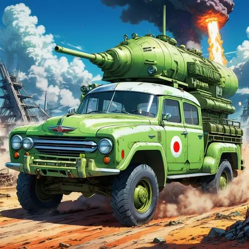 uaz,chernogorneft,kamaz,gasanov,shilka,patrol,Illustration,Japanese style,Japanese Style 03