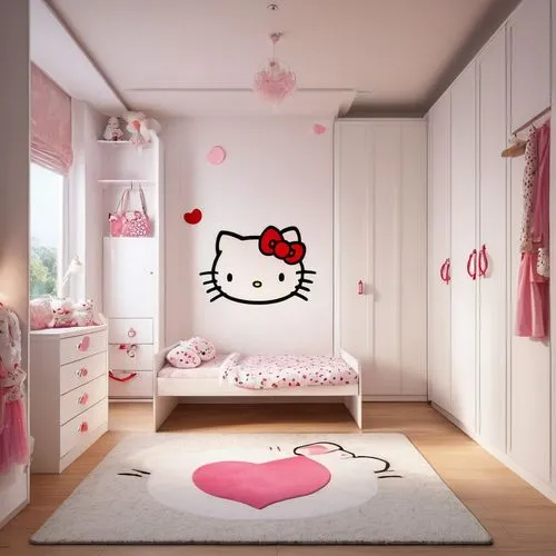 hello kitty,bedroom,baby room,the little girl's room,sanrio,children's bedroom,kids room,modern room,room newborn,beauty room,nursery decoration,3d background,cat kawaii,decora,fuwa,doll cat,interior decoration,great room,cute cartoon image,cattery,Photography,General,Natural