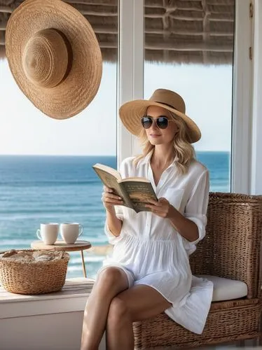 blonde woman reading a newspaper,panama hat,relaxing reading,readership,blonde sits and reads the newspaper,newspaper reading,people reading newspaper,reading,reading the newspaper,sun hat,womans seaside hat,blue jasmine,perusing,mustique,paltrow,readers,read a book,clarins,ereader,reading magnifying glass,Illustration,Black and White,Black and White 18