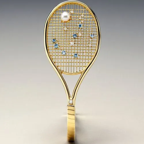 tennis racket design, The gems are stuck in the racket's rim for the ball to hit.,a gold tennis racket is in the shape of a diamond,racquet,racquets,racket,paddleball,rackets,yonex,racquetball,venus c