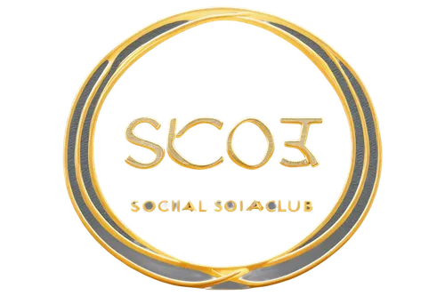 Modern social club logo, luxury gold text, bold font, intertwined letters, circular shape, 3D effect, glossy finish, metallic material, bright lighting, low-angle shot, symmetrical composition, minima