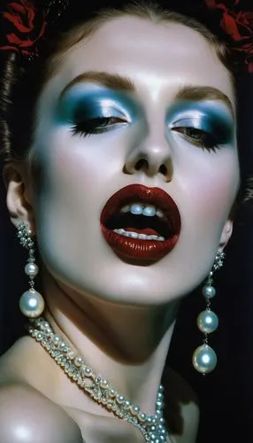 bourdin,blasetti,vintage makeup,vampire woman,blumenfeld,querelle,vampire lady,mesmero,rhinestones,airbrushed,viveros,goldin,vinoodh,waxwork,demarchelier,satine,veruschka,peptides,lempicka,concubine,Photography,Fashion Photography,Fashion Photography 20