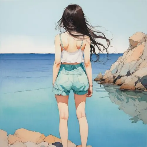 hoshihananomia,jiaying,overpainting,tatsuro,hausser,blue waters,mari makinami,jasinski,euphonious,blue water,exploration of the sea,sea ocean,imae,on the shore,ocean,tangye,ocean blue,blue painting,blue sea,bocchi,Illustration,Paper based,Paper Based 19