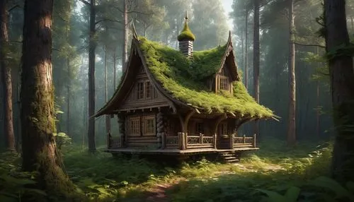 house in the forest,fairy house,forest house,witch's house,little house,tree house,treehouses,treehouse,small house,forest chapel,wooden hut,wooden house,small cabin,ancient house,miniature house,log cabin,lonely house,witch house,log home,greenhut,Conceptual Art,Fantasy,Fantasy 11