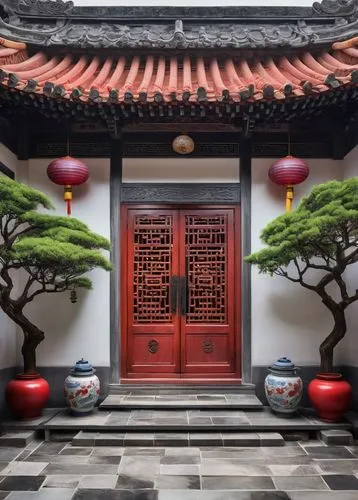 asian architecture,suzhou,dojo,garden door,fengshui,shuozhou,japanese-style room,oriental lantern,sanshui,feng shui,chaozhou,doorway,oriental,qingcheng,doorways,oriental painting,longshan,baojuan,red lantern,teahouse,Unique,Design,Knolling