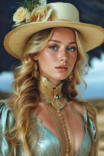 a woman wearing a hat and sitting in a chair,the hat-female,the hat of the woman,cowgirl,margairaz,fraulein,countrywomen,Photography,General,Realistic