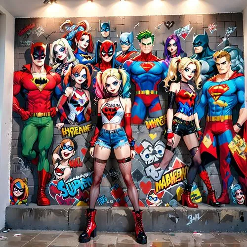 comic characters,superheroines,jla,superfriends,bodypainting,harley quinn,body painting,bodypaint,comicon,superhero background,comiccon,jsa,supergirls,supervillains,superheroine,arkham,superfamilies,superheroes,super heroine,supercouples