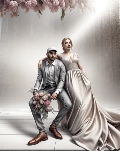 silver wedding,wedding couple,wedding photo,image manipulation,photo manipulation,bride and groom,bridegroom,wedding photography,wedding photographer,digital compositing,wedding frame,bridal clothing,photoshop manipulation,photomanipulation,man and wife,wedding invitation,golden weddings,damask background,wedding icons,romantic portrait