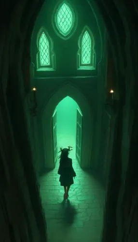 A girl walks out a open double-door,a person with an umbrella walks through an archway,schierholtz,schierke,schierstein,the threshold of the house,threshold,the door