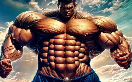 A hyper super-heavyweight bodybuilder with thick, protruding, well-defined abs, biceps and torso flexing. Awe-inspiring!,body building,namor,bodybuilding,pec