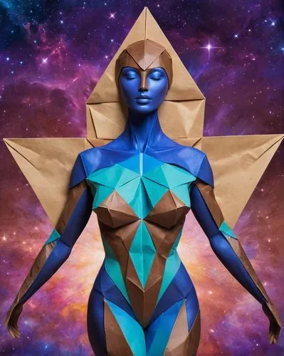 star mother,blue star,earth chakra,nebula guardian,christ star,andromeda,starflower,geometric body,blue enchantress,astral traveler,mystique,avatar,chakra square,mystic star,aquarius,magic star flower,prismatic,crown chakra,heart chakra,star polygon,Illustration,Realistic Fantasy,Realistic Fantasy 20