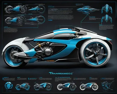 Architecture Sketch (industrial design of a futuristic lunar motorcycle inspired by the movie Batman mix Mad Max, powered by General motors and Lockheed martin, with notes on materials and measurement