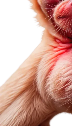 A close-up shot, furry skin, small bump, red inflamed area, pus-filled cyst, swollen lump, dog's skin folds, shiny hair, natural lighting, 3/4 composition, macro photography, high contrast, detailed t