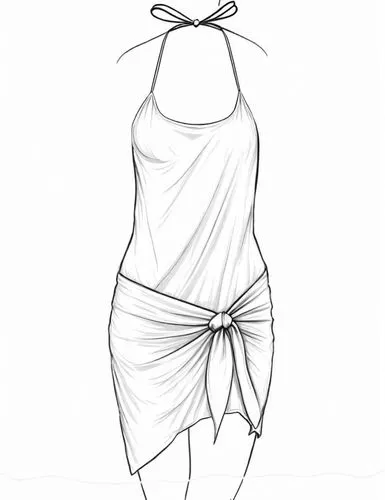 an illustration of a woman's dress with a tie around the front,sarong,wipp,drawstring,draping,bodices,wipo,loincloth,dhoti,summer line art,draped,relined,pleat,crinoline,male poses for drawing,lineart