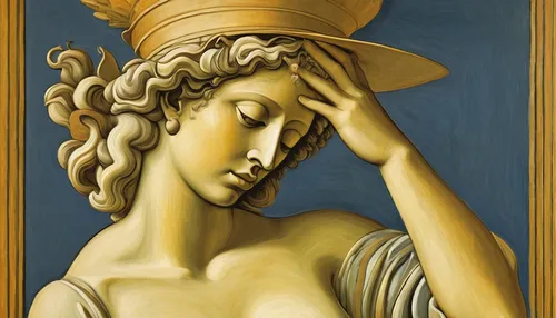 art deco woman,botticelli,la nascita di venere,caryatid,athena,classical sculpture,justitia,the hat of the woman,psyche,medusa,lady justice,classical antiquity,neoclassical,cepora judith,art deco,venus,woman sculpture,laurel wreath,aphrodite,gold cap,Art,Artistic Painting,Artistic Painting 05