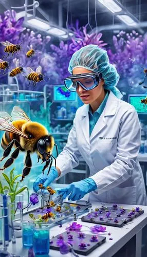 biologist,beekeeper plant,pesticide,beekeeper,beekeepers,apiarium,biotechnology research institute,biological hazards,beekeeping,sci fiction illustration,microbiologist,fungal science,pollen,digital vaccination record,pollen warehousing,bio,bee-keeping,other pesticides,plant pathology,bee,Illustration,Paper based,Paper Based 24