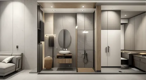 modern minimalist bathroom,walk-in closet,luxury bathroom,room divider,interior modern design,shower door,modern room,search interior solutions,hinged doors,sliding door,modern decor,bathroom cabinet,interior design,shower base,hallway space,shower bar,modern style,contemporary decor,laundry room,3d rendering