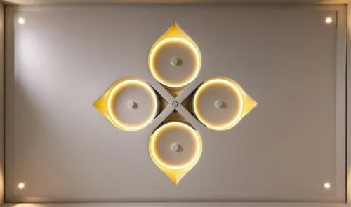 Gypsum decoration in the ceiling of a room with hidden LED lighting,light fixture with lights arranged in a design,solar plexus chakra,wall light,circular star shield,wall lamp,eckankar,ceiling light,