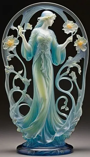 Art Nouveau glass sculpture, Lalique glassware
,glass vase,glasswares,junshan yinzhen,glass signs of the zodiac,glass painting,art nouveau,art nouveau design,shashed glass,glass ornament,birds blue cu