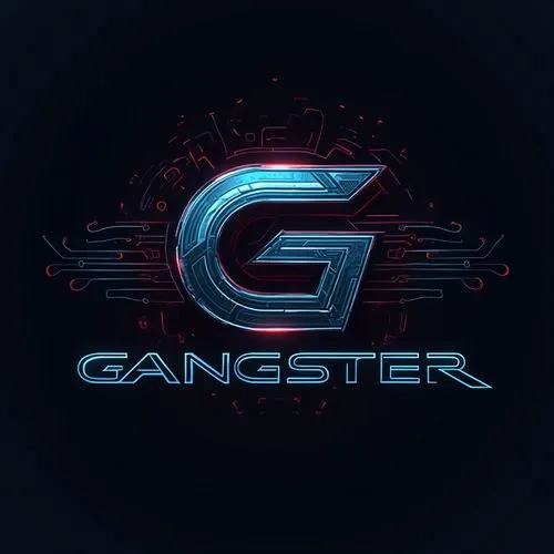 Main Graphic: Feature a high-tech, futuristic emblem in the center. Think along the lines of a sleek, stylized logo with sharp angles and neon accents. This could be a geometric interpretation of a "G