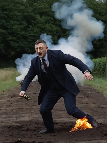 Create a thrilling action sequence where Tim Robinson must defuse a bomb before it explodes.,pyrogames,belarus byn,adolf,suit actor,burned land,run,pyrotechnic,world war 1,the conflagration,digital co