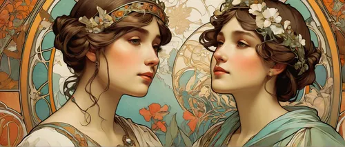 mucha,art nouveau,mirror image,art nouveau frames,alfons mucha,art nouveau design,the mirror,art nouveau frame,mirror in the meadow,mirror reflection,mirrors,orange blossom,emile vernon,mirrored,art deco woman,magic mirror,mirror,scent of jasmine,fractals art,outside mirror,Illustration,Retro,Retro 03