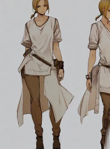 white clothing,cargo pants,costume design,harnesses,khaki pants,fashionable clothes,luke skywalker,beige,trench coat,sleeveless shirt,princess leia,clothing,male character,uniforms,concept art,women's clothing,darjeeling,loud crying,rots,torn shirt