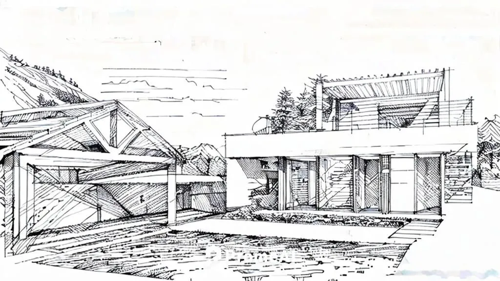 Boceto Unquillo,house drawing,adolfsson,passivhaus,charcoal kiln,timber house,sketchup,Design Sketch,Design Sketch,Hand-drawn Line Art