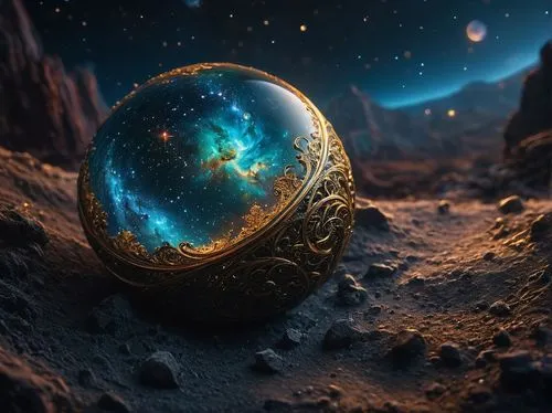 planetoid,alien planet,celestial body,panspermia,golden egg,lunar landscape,Photography,General,Fantasy