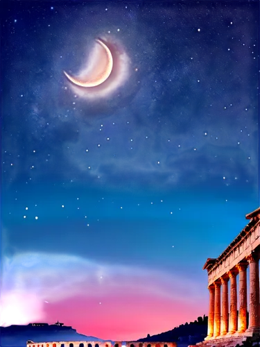 parthenon,the parthenon,panathenaic,greek temple,rome night,athens,caesonia,baalbek,artemis temple,syntagma,vittoriano,capitolium,acropolis,petra,crescent moon,greece,moon and star background,athen,rome at night,pergamum,Conceptual Art,Fantasy,Fantasy 23