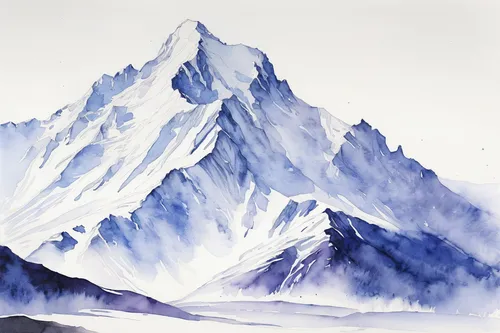 Andes Mountains by Maureen Mullally,mitre peak,mount kahuranaki,snow mountains,karakoram,mountains,snow mountain,watercolour,snowy peaks,mountain scene,mont blanc,himalayan,massif,mountainous landscap