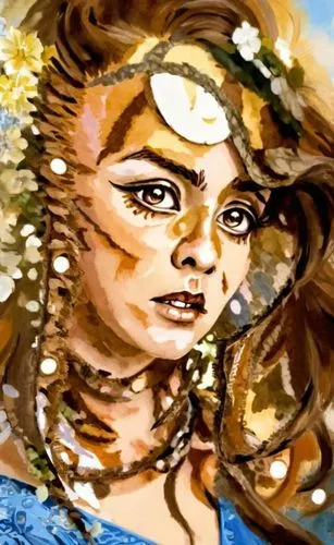 diwata,margaery,margairaz,watercolor paint strokes,watercolour paint,watercolor painting,watercolor wreath,jessamine,watercolor women accessory,flower painting,painted lady,girl in a wreath,girl in fl