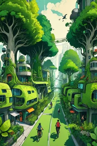 cartoon video game background,cartoon forest,ecotopia,futuristic landscape,autopia,green valley,green forest,cybertown,green wallpaper,greentown,greeniaus,green trees,paisaje,environment,forest road,verdant,aurora village,superhighways,game illustration,terraformed,Illustration,Black and White,Black and White 05